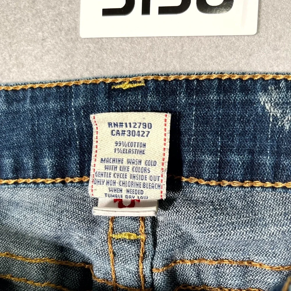 True Religion Johnny Jean Men 31 Blue Denim Stretch Medium Wash Straight Outdoor